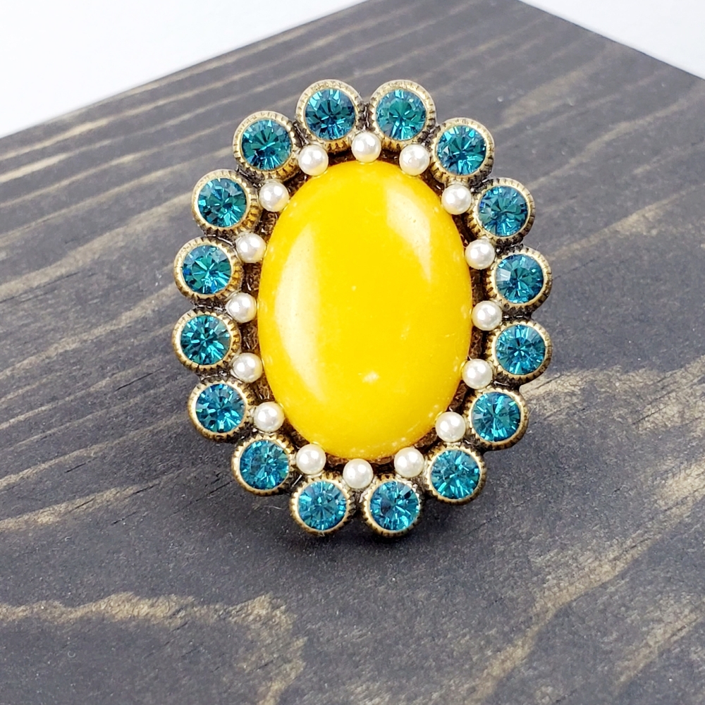 Vtg Ollipop USA Multi-Stone Open Back Sz 7.5 NWOT